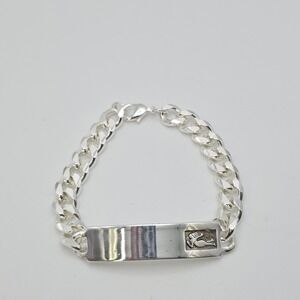 New! Vintage NINA RICCI ID Bracelet Zodiac Symbol? Silver Plate 7.75" New In Box